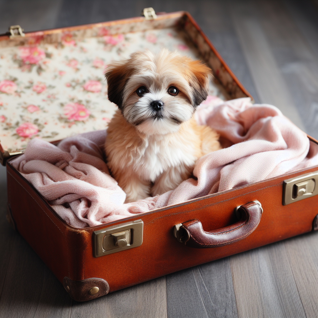 Zdjęcie psa w otwartej walizce