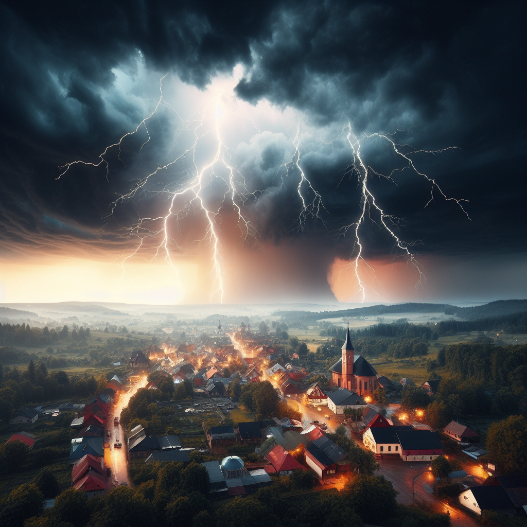 Zdjęcie burzy nad miastem